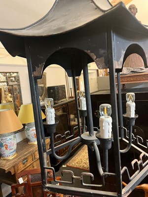 Lot 364 - A painted metal hall lantern