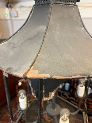 Lot 364 - A painted metal hall lantern