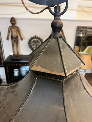 Lot 364 - A painted metal hall lantern