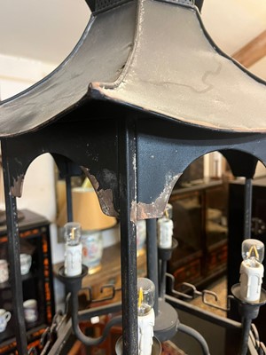Lot 364 - A painted metal hall lantern