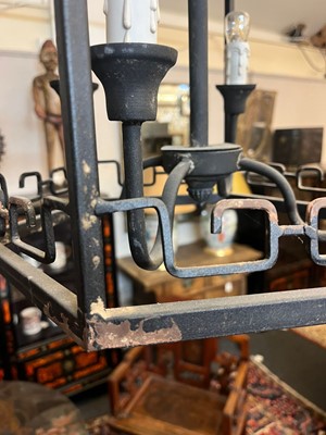 Lot 364 - A painted metal hall lantern