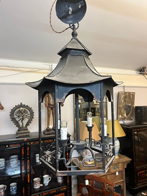 Lot 364 - A painted metal hall lantern