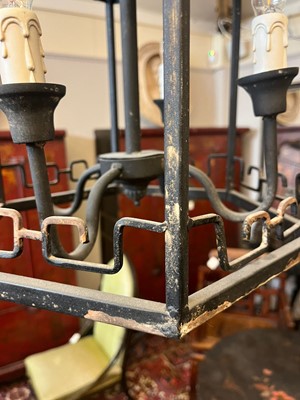 Lot 364 - A painted metal hall lantern