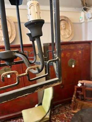 Lot 364 - A painted metal hall lantern
