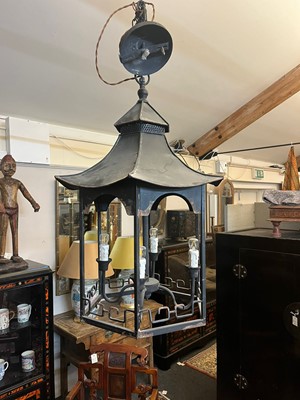 Lot 364 - A painted metal hall lantern