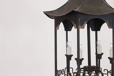Lot 364 - A painted metal hall lantern