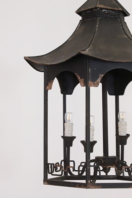 Lot 364 - A painted metal hall lantern