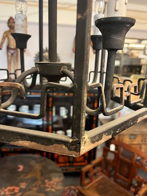 Lot 364 - A painted metal hall lantern