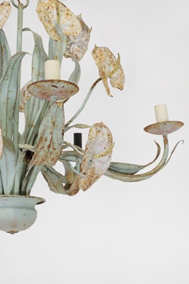 Lot 119 - A painted toleware chandelier