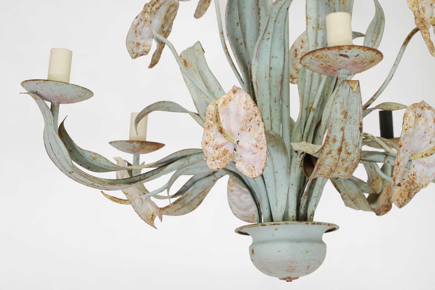 Lot 119 - A painted toleware chandelier