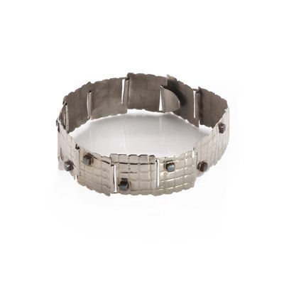 Lot 248 - A platinum panel link bracelet
