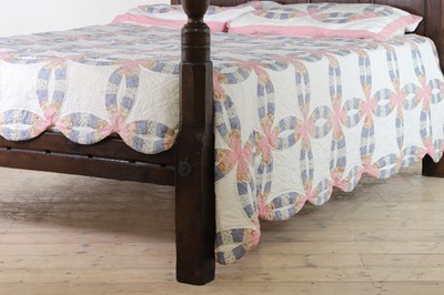 Lot 351 - A carved oak three-quarter tester bed