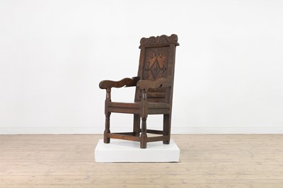 Lot 355 - An oak wainscot chair