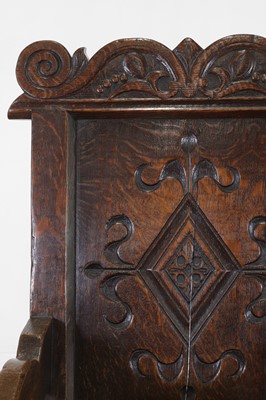 Lot 355 - An oak wainscot chair
