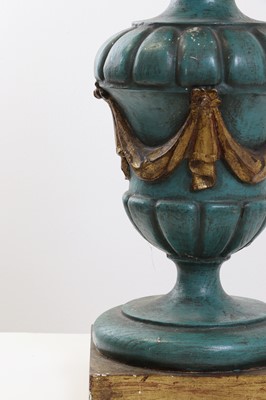 Lot 151 - A pair of painted wooden table lamps