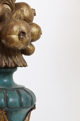 Lot 151 - A pair of painted wooden table lamps