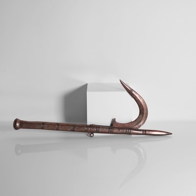Lot 211 - An elephant driver's silvered-copper goad or ankus