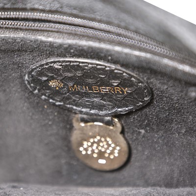 Lot 1583 - A Mulberry black snakeskin embossed Lily bag