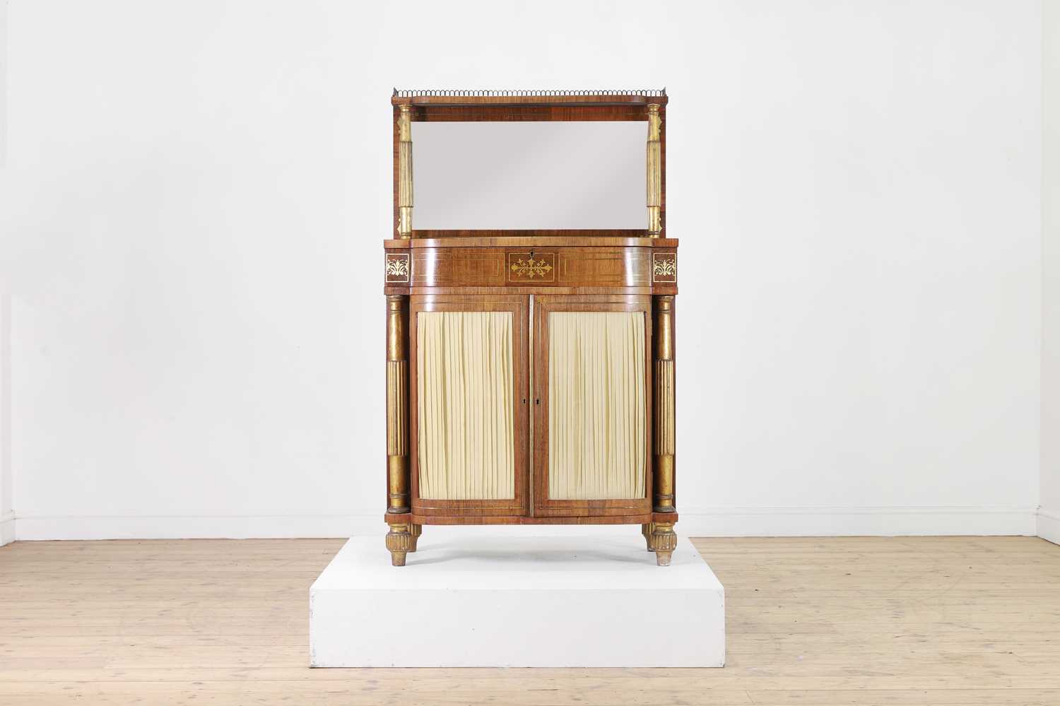 Lot 281 - A George IV rosewood, brass and parcel-gilt side cabinet