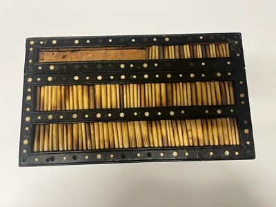 Lot 299 - A Sinhalese porcupine quill, ebony and ivory workbox