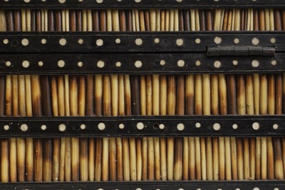 Lot 299 - A Sinhalese porcupine quill, ebony and ivory workbox