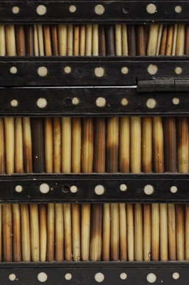 Lot 299 - A Sinhalese porcupine quill, ebony and ivory workbox