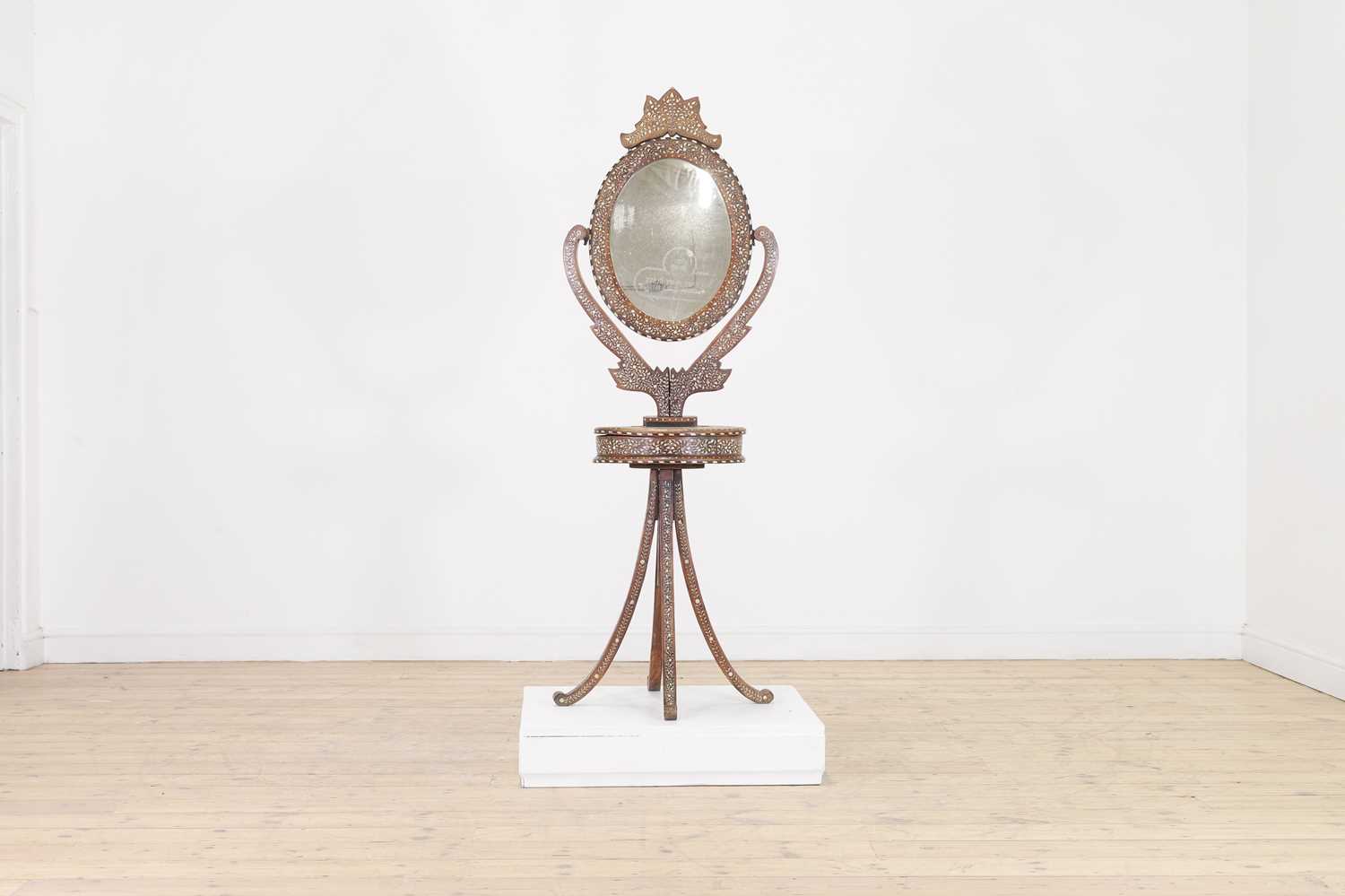 Lot 304 - A bone and ivory inlaid teak dressing mirror