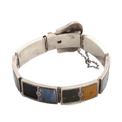 Lot 1006 - A Scottish hardstone silver bracelet