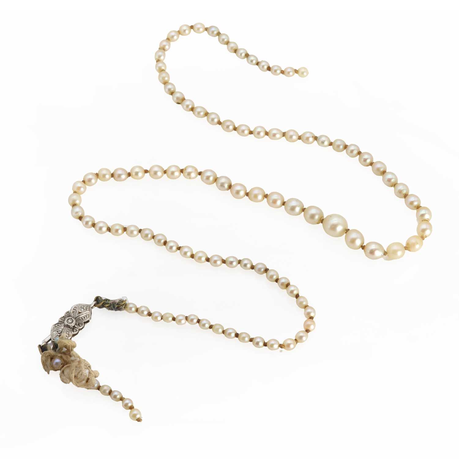 Lot 1209 - A string of pearls believed to be natural