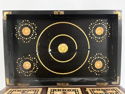 Lot 300 - A Sinhalese ebony and ivory-inlaid workbox