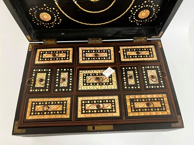 Lot 300 - A Sinhalese ebony and ivory-inlaid workbox