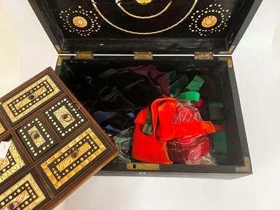 Lot 300 - A Sinhalese ebony and ivory-inlaid workbox