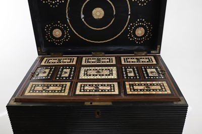 Lot 300 - A Sinhalese ebony and ivory-inlaid workbox