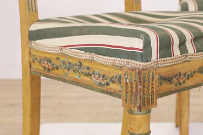 Lot 108 - A pair of Louis XVI painted oak side chairs