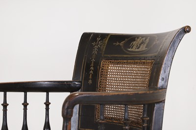 Lot 288 - A Regency painted fruitwood elbow chair