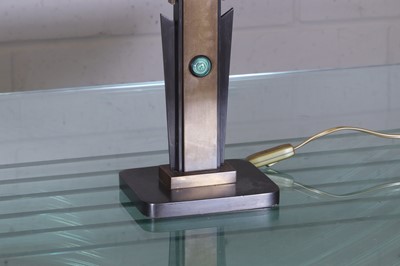 Lot 130 - A pair of Art Deco-style bronze and brass table lamps