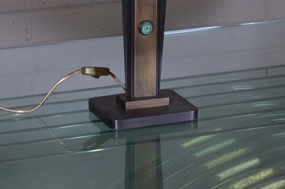 Lot 130 - A pair of Art Deco-style bronze and brass table lamps