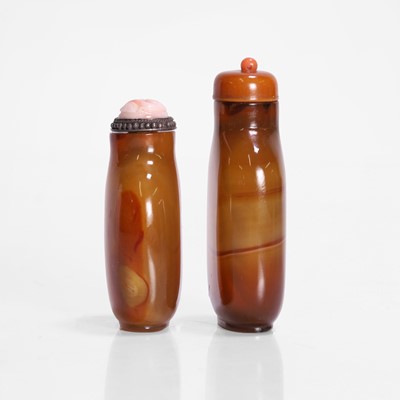 Lot 171 - Two Chinese agate snuff bottles