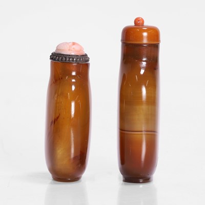 Lot 171 - Two Chinese agate snuff bottles