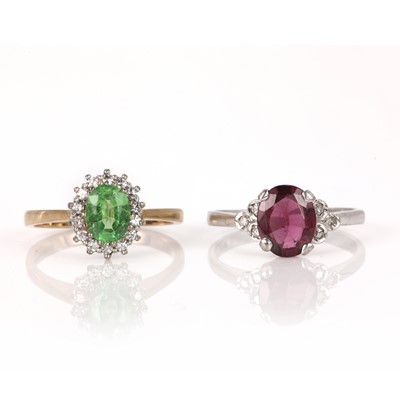 Lot 177 - Two garnet and diamond cluster rings