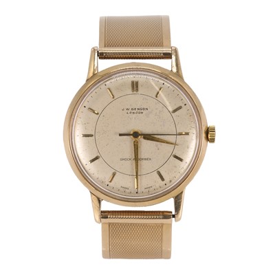 Lot 293 - A 9ct gold JW Benson mechanical bracelet watch