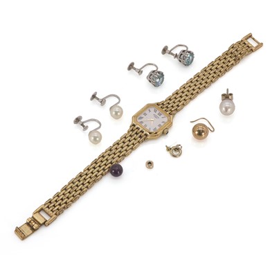 Lot 214 - A small group of earrings and a Rotary watch