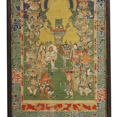 Lot 220 - A large impressive Japanese gouache painting