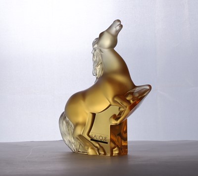 Lot 263 - A Lalique amber glass 'Kazak' horse