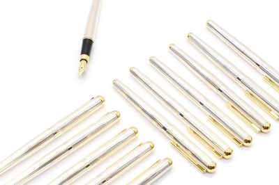 Lot 47 - A group of twelve silver fountain pens