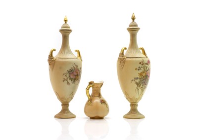 Lot 101 - A pair of Royal Worcester porcelain vases
