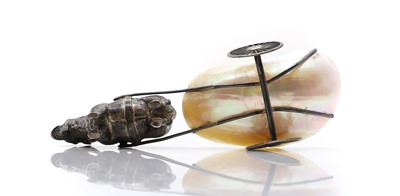 Lot 40 - A silver and mother of pearl novelty pin cushion
