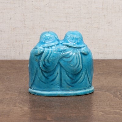 Lot 62 - A Chinese turquoise-glazed incense holder