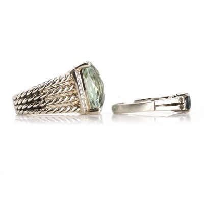 Lot 233 - A silver and prasiolite 'Wheaton' ring, by David Yurman