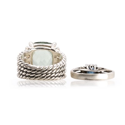 Lot 233 - A silver and prasiolite 'Wheaton' ring, by David Yurman